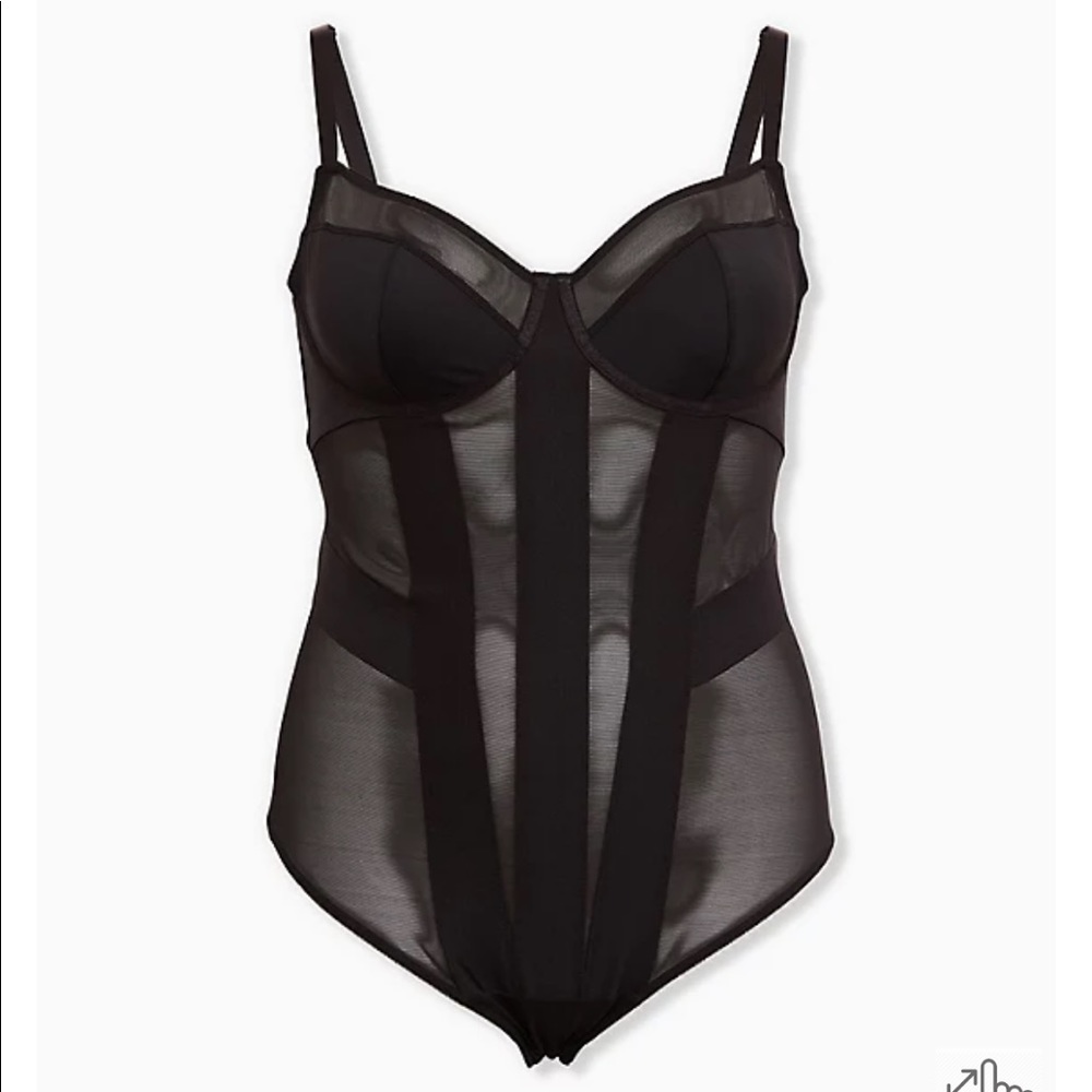 Black mesh strappy bodysuit